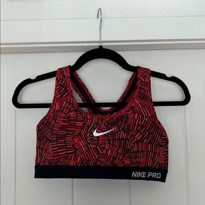 Nike Pro Red and Black Patterned Sports Bra